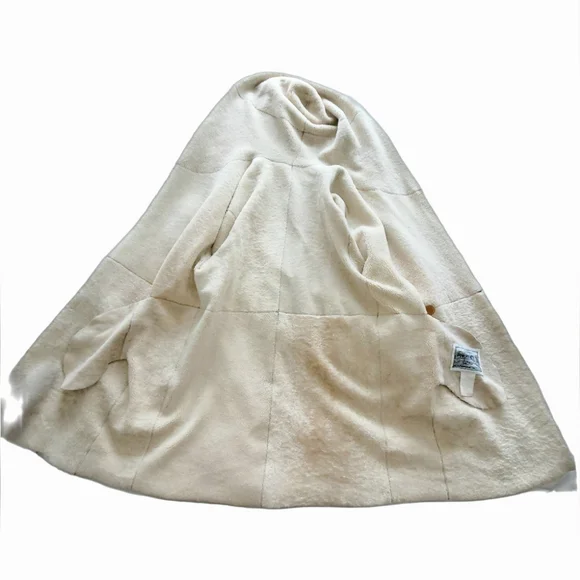 Vintage Sawyer of Napa Camel Hooded Shearling Fur Coat RARE Luxury Travel Winter - Picture 7 of 9